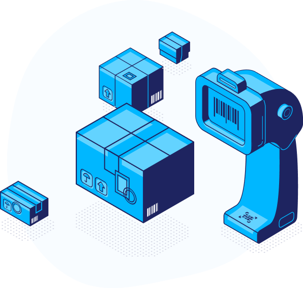 Boxes and barcode machine