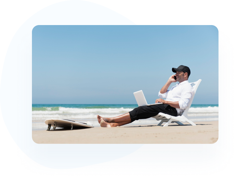 Man working at the beach